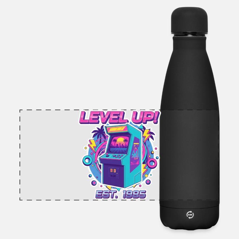 Level Up 1985 – Retro Arcade Automat Design - Matte Panoramic Thermal Bottle 500 ml - black