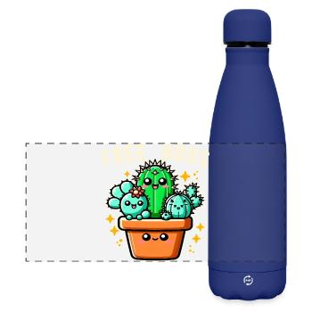 Câlins gratuits Amis cactus Câlins gratuits Drôles - Gourde isotherme panoramique mate 500 ml - bleu foncé  - Devant