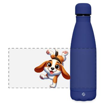 Beagle Handstand Breakdance sportlich süß - Matte Panorama Isolierflasche 500 ml - Dunkelblau  - Vorne