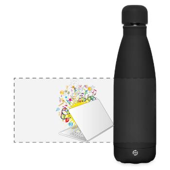 Ein halb geöffneter Laptop mit vielen Symbolen - Matte Panorama Isolierflasche 500 ml - Schwarz - Vorne
