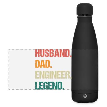 Ehemann Vater Ingenieur Legende Zitat - Matte Panorama Isolierflasche 500 ml - Schwarz - Vorne