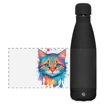 Niedliche Katze - Matte Panorama Isolierflasche 500 ml - Schwarz - Vorne
