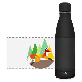 Fuchs Motiv – Ruhe und Natur im geometrischen Stil - Matte Panorama Isolierflasche 500 ml - Schwarz - Vorne