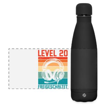 20. Geburtstag Männer Gamer Level 20 Unlocked - Matte Panorama Isolierflasche 500 ml - Schwarz - Vorne