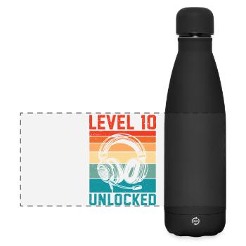 Level 10 Unlocked, 10th Anniversary - Matte Panoramic Thermal Bottle 500 ml - black - Front