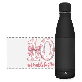 Fille du 10e anniversaire | Plaisir à deux chiffres - Gourde isotherme panoramique mate 500 ml - noir - Devant