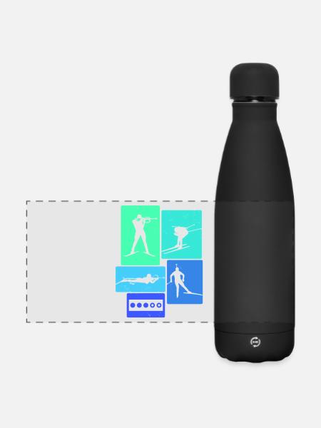 Biathlon Retro-Biathlet - Matte Panorama Isolierflasche 500 ml - Schwarz