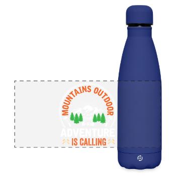 Berge – Das Abenteuer ruft - Matte Panorama Isolierflasche 500 ml - Dunkelblau  - Vorne