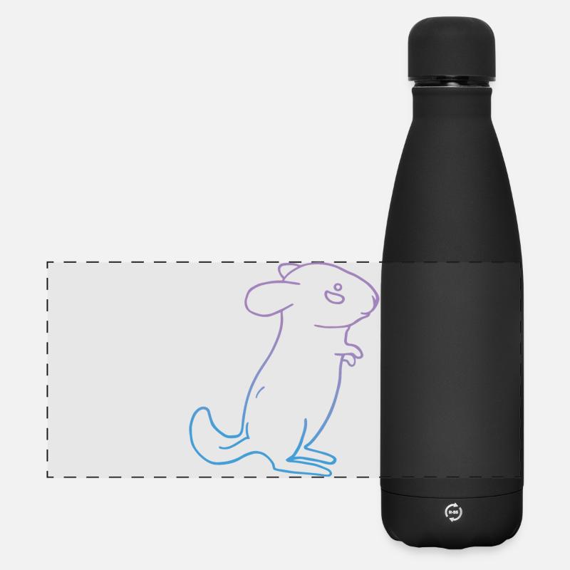 Chinchilla Tier - Matte Panorama Isolierflasche 500 ml - Schwarz