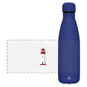 Lighthouse List-West, drawing with information - Matte Panoramic Thermal Bottle 500 ml - dark blue  - Front
