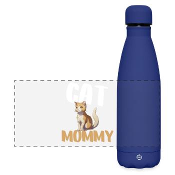 Orange Mama-Katze - Matte Panorama Isolierflasche 500 ml - Dunkelblau  - Vorne