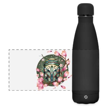 exotic African creepy crawly with magnolias - Matte Panoramic Thermal Bottle 500 ml - black - Front