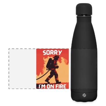 Feuerwehrmann in Brand - Matte Panorama Isolierflasche 500 ml - Schwarz - Vorne