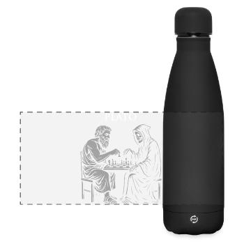 Platon und Sensenmann spielen Schach Illustration - Matte Panorama Isolierflasche 500 ml - Schwarz - Vorne