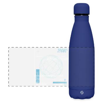 New Wave Music - Futuristic Globe Digital Art - Matte Panoramic Thermal Bottle 500 ml - dark blue  - Front