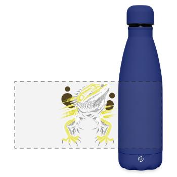 Drachenkopf Bartagame Echse - Matte Panorama Isolierflasche 500 ml - Dunkelblau  - Vorne