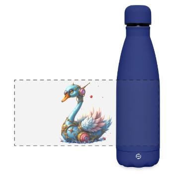 Blue Mechanical Swan - Matte Panoramic Thermal Bottle 500 ml - dark blue  - Front