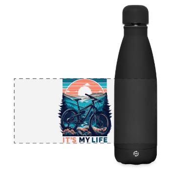 VTT coucher de soleil aventure design - Gourde isotherme panoramique mate 500 ml - noir - Devant