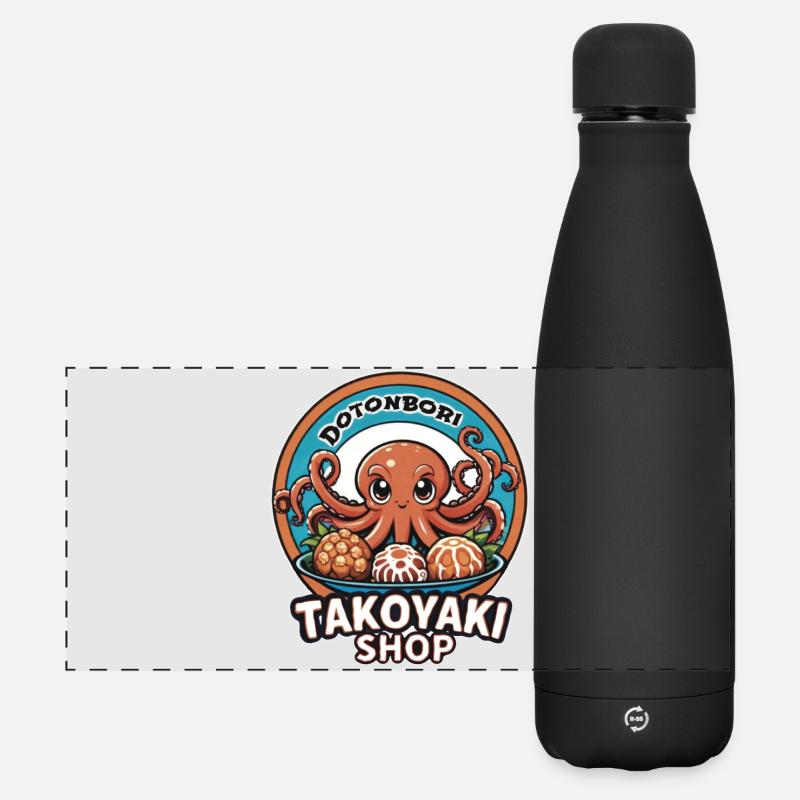 Delicious Takoyaki Shop - Matte Panoramic Thermal Bottle 500 ml - black