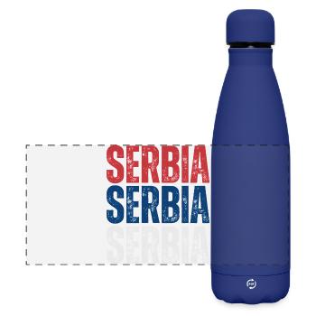 Fierté serbe, drapeau de la Serbie - Gourde isotherme panoramique mate 500 ml - bleu foncé  - Devant