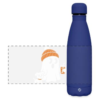 Cozy Ghost with Beanie - Matte Panoramic Thermal Bottle 500 ml - dark blue  - Front