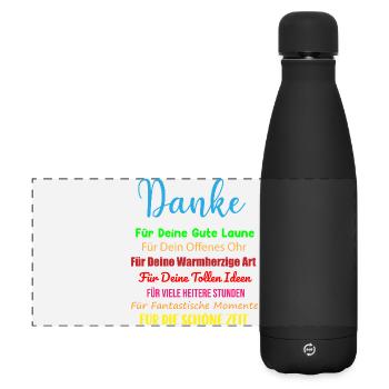 Kollegen Arbeitkollegen Danke Spruch Geschenk - Matte Panorama Isolierflasche 500 ml - Schwarz - Vorne