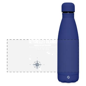 Seychelles Map Compass Vintage Design - Matte Panoramic Thermal Bottle 500 ml - dark blue  - Front