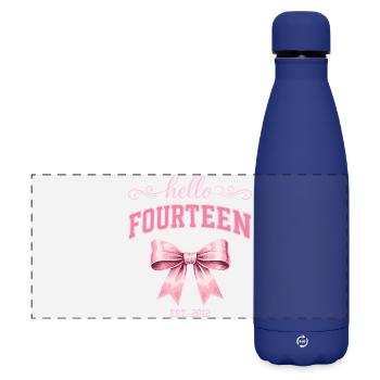 Hello Fourteen 14 Year Old Is 2012 Birthday Knot - Matte Panoramic Thermal Bottle 500 ml - dark blue  - Front