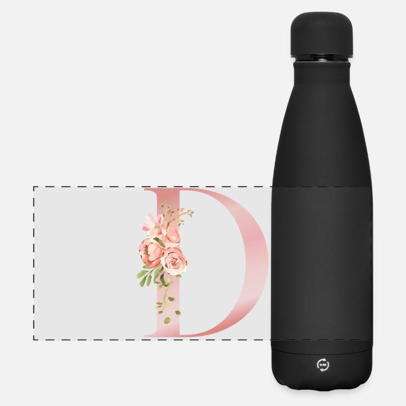 Pastel floral d with bouquet - Matte Panoramic Thermal Bottle 500 ml - black
