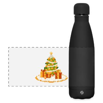 Sapin de Noël Pixel Art avec des cadeaux - Gourde isotherme panoramique mate 500 ml - noir - Devant