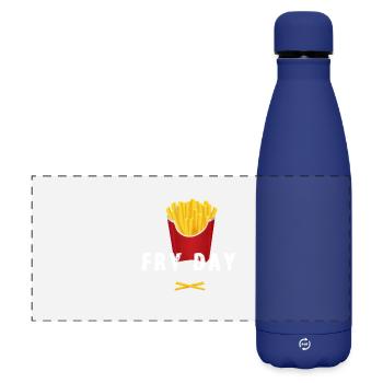 pommes fry fast food french fries freitag nerd LOl - Matte Panoramic Thermal Bottle 500 ml - dark blue  - Front