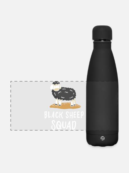 Schwarzes Schaf - Matte Panorama Isolierflasche 500 ml - Schwarz