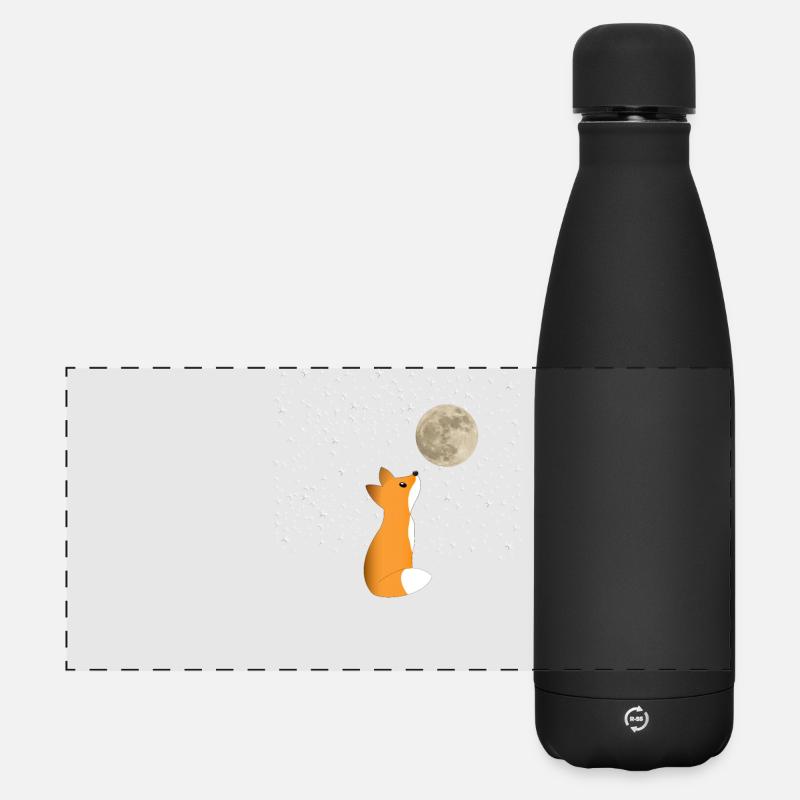 Fuchs Mond Winter Natur Nacht Süß Niedlich Geschen - Matte Panorama Isolierflasche 500 ml - Schwarz