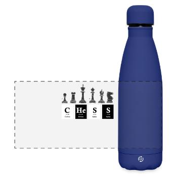 Chess Periodic Table Chess Player - Matte Panoramic Thermal Bottle 500 ml - dark blue  - Front