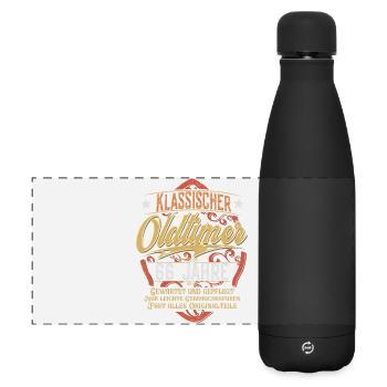 66. Geburtstag Oldtimer - Matte Panorama Isolierflasche 500 ml - Schwarz - Vorne