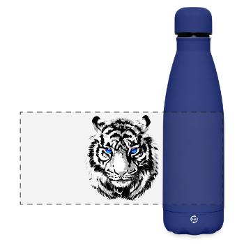 Tigerkopf - Weisser Tiger - Katze Wildkatze - Matte Panorama Isolierflasche 500 ml - Dunkelblau  - Vorne