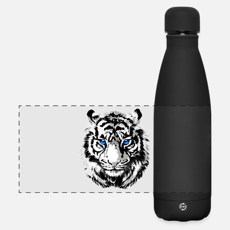 Tiger Head - White Tiger - Cat Wildcat - Matte Panoramic Thermal Bottle 500 ml - black