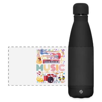 Music Instrument Collage Art - Matte Panorama Isolierflasche 500 ml - Schwarz - Vorne