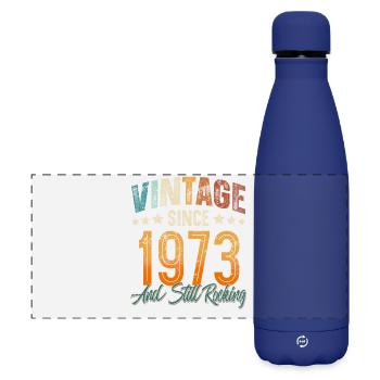 1973 Année de naissance Anniversaire Année de construction Millésime - Gourde isotherme panoramique mate 500 ml - bleu foncé  - Devant
