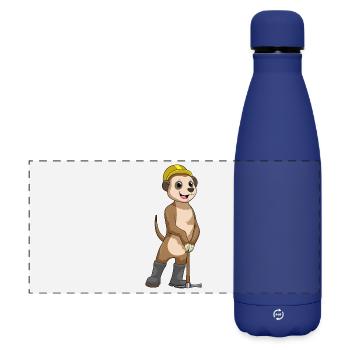 Erdmännchen Bergarbeiter Spitzhacke Bergbau - Matte Panorama Isolierflasche 500 ml - Dunkelblau  - Vorne
