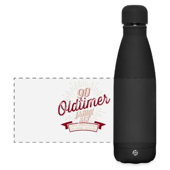 90. Geburtstag Oldtimer - Matte Panorama Isolierflasche 500 ml - Schwarz - Vorne