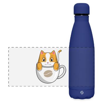 Katze Kaffee Tasse - Matte Panorama Isolierflasche 500 ml - Dunkelblau  - Vorne