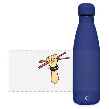 Drummer Schlagzeuger Drummer Sticks - Matte Panorama Isolierflasche 500 ml - Dunkelblau  - Vorne