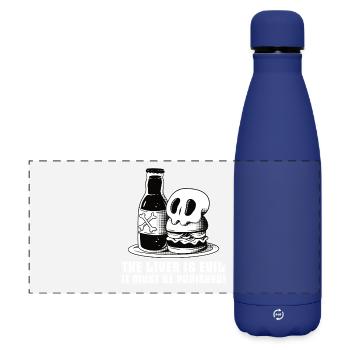 The liver is evil and is punished - Matte Panoramic Thermal Bottle 500 ml - dark blue  - Front