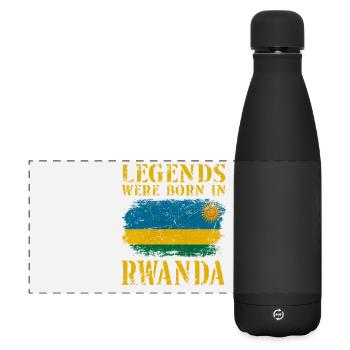 Vintage Design Ruanda Flagge - Matte Panorama Isolierflasche 500 ml - Schwarz - Vorne