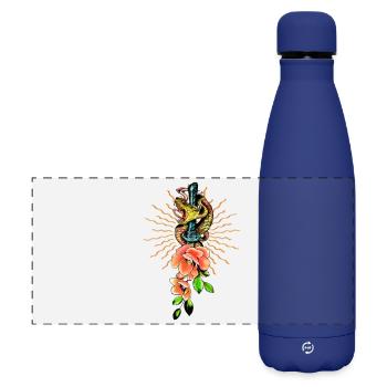 Superbe serpent avec des fleurs. - Gourde isotherme panoramique mate 500 ml - bleu foncé  - Devant