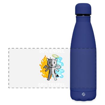 Katze Katzenrasse Devon Rex - Engel und Teufel - Matte Panorama Isolierflasche 500 ml - Dunkelblau  - Vorne