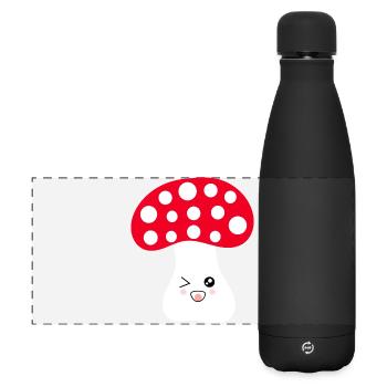 Fliegenpilz, Pilz im Wald Geschenk - Matte Panorama Isolierflasche 500 ml - Schwarz - Vorne