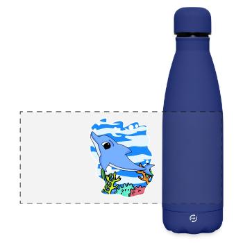 Dolphin - Mammal Marine Animal Nature Conservation Environment - Matte Panoramic Thermal Bottle 500 ml - dark blue  - Front