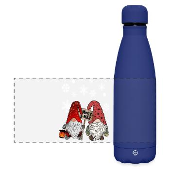 Gnom Weihnachts Wichtel mit Schneeflocken - Matte Panorama Isolierflasche 500 ml - Dunkelblau  - Vorne